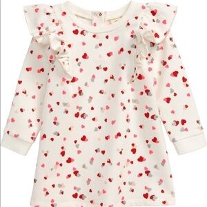 Tucker + Tate Nordstrom Pink Red Silver Sweatshirt Heart Print Dress 6M